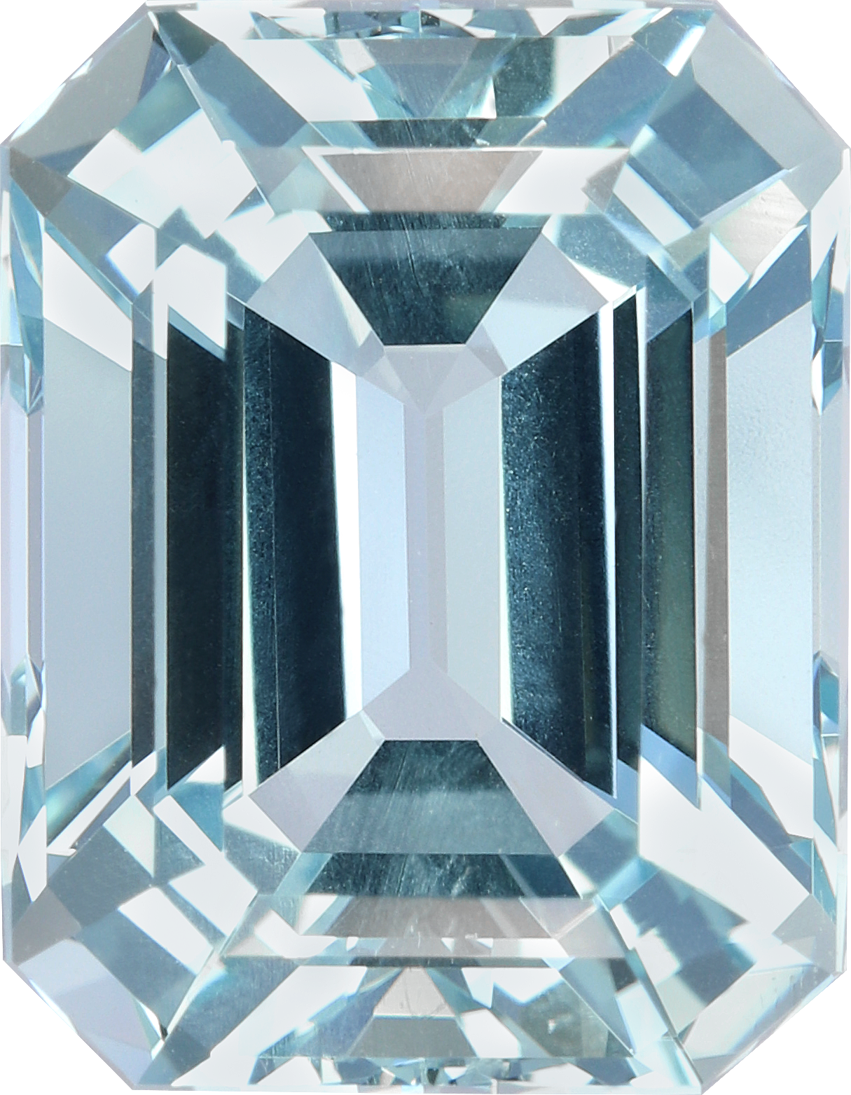 Rectangular cut aquamarine, 13.35 by 10.38 mm, shown at actual size