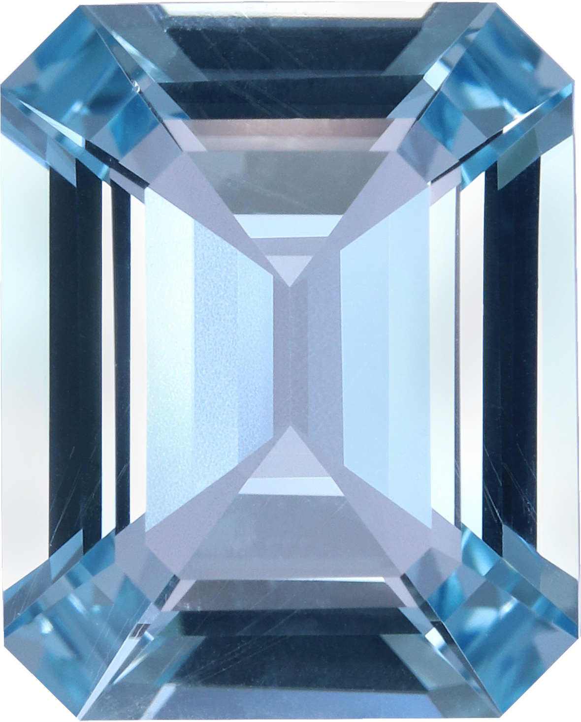 Rectangular cut aquamarine, 13.09 by 10.51 mm, shown at actual size