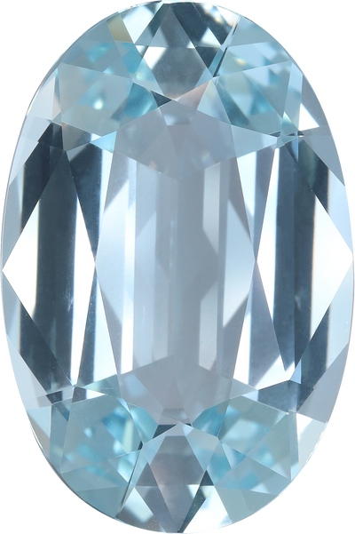 Oval cut aquamarine, 24.36 by 16.07 mm, shown at actual size