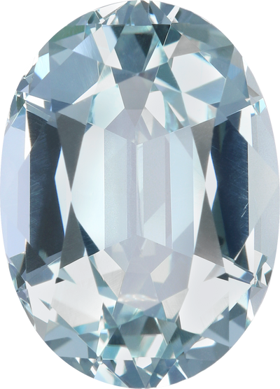 Oval cut aquamarine, 14.05 by 10.13 mm, shown at actual size