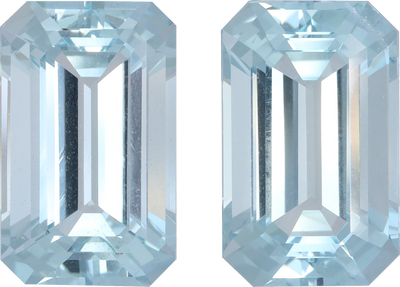 Rectangular cut aquamarine, 13.83 by 8.59 mm, shown at actual size