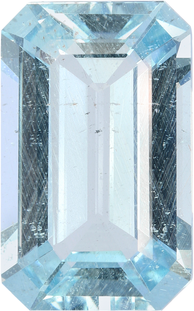 Rectangular cut aquamarine, 17.57 by 10.93 mm, shown at actual size