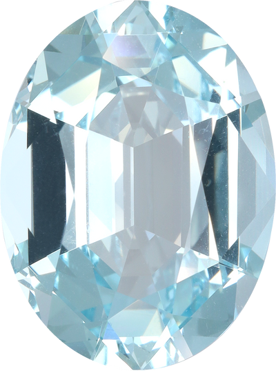 Oval cut aquamarine, 17.15 by 12.82 mm, shown at actual size