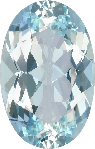 Oval cut aquamarine, 17.08 by 10.87 mm, shown at actual size