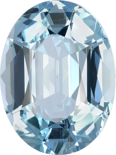 Oval cut aquamarine, 15.51 by 11.63 mm, shown at actual size