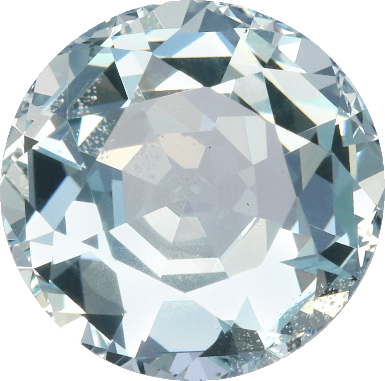 Round cut aquamarine, 10.99 by 10.99 mm, shown at actual size