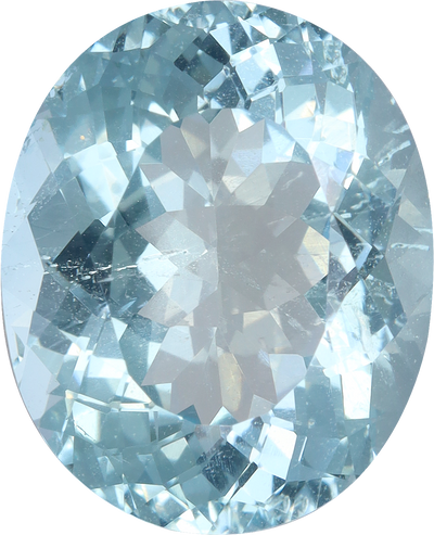 Oval cut aquamarine, 13.21 by 10.89 mm, shown at actual size