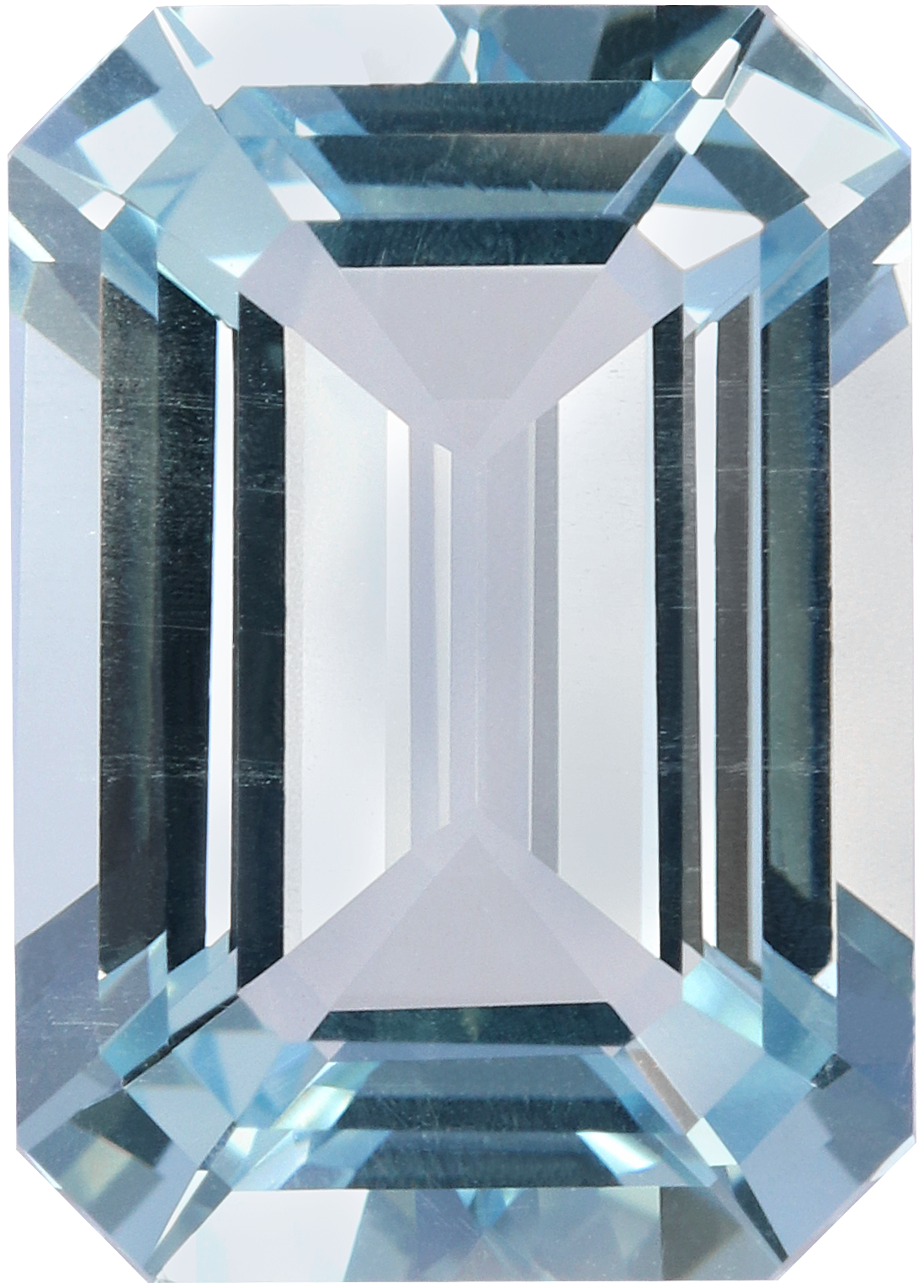 Rectangular cut aquamarine, 13.2 by 9.37 mm, shown at actual size