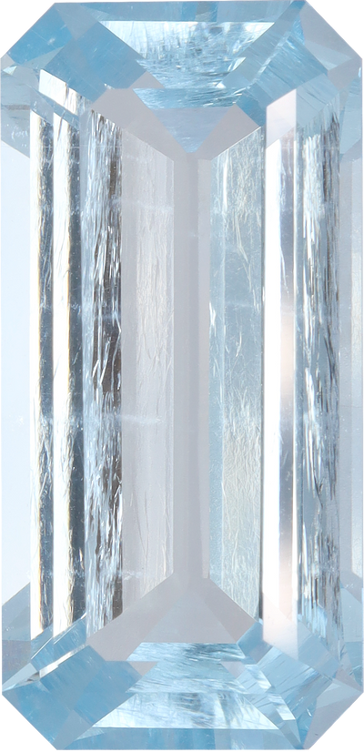 Rectangular cut aquamarine, 21.12 by 10.3 mm, shown at actual size