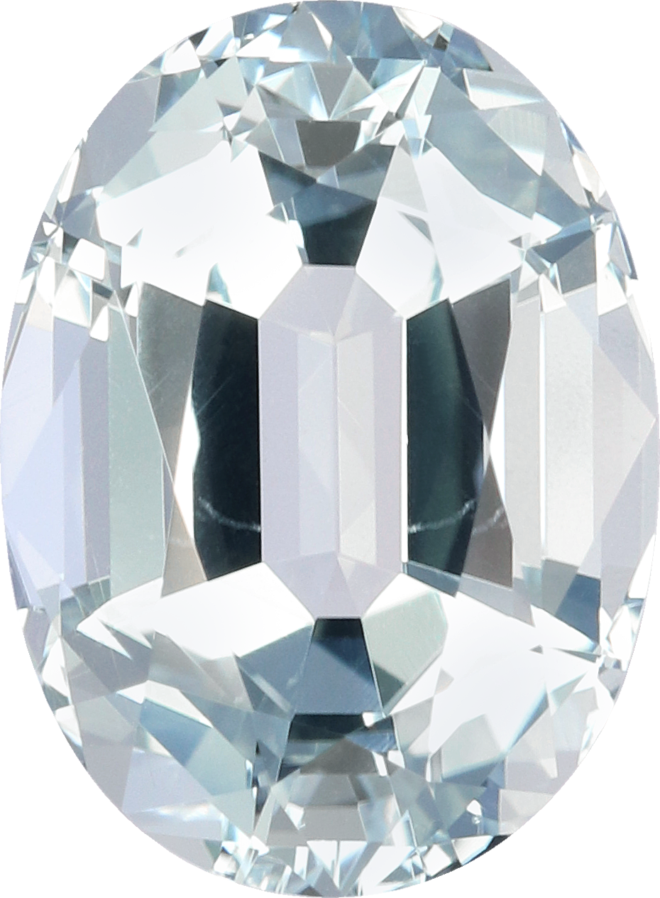 Oval cut aquamarine, 11.58 by 8.52 mm, shown at actual size