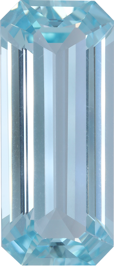 Rectangular cut aquamarine, 33.55 by 14.49 mm, shown at actual size