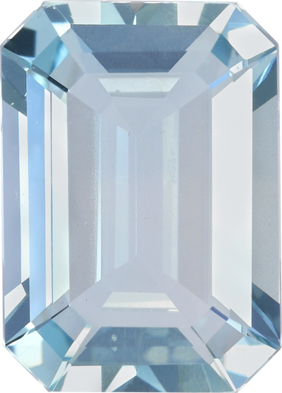 Rectangular cut aquamarine, 13.01 by 9.07 mm, shown at actual size
