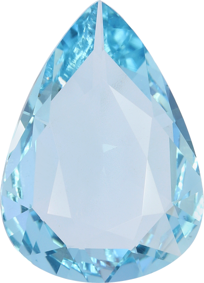 Pear cut aquamarine, 15.96 by 11.44 mm, shown at actual size
