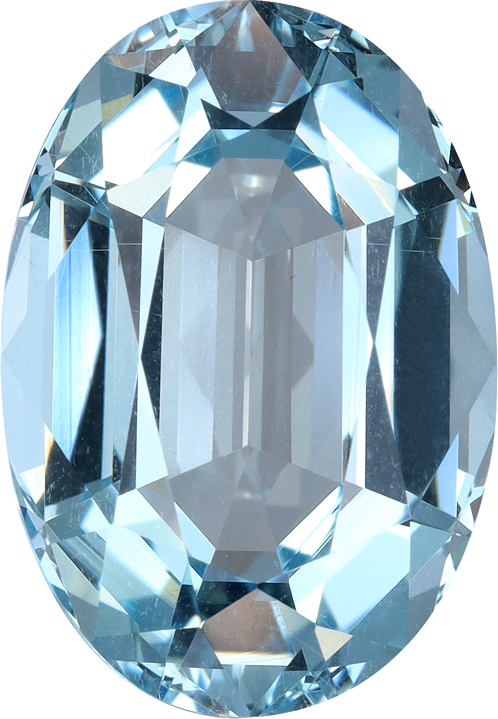 Oval cut aquamarine, 15.6 by 10.87 mm, shown at actual size