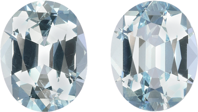 Oval cut aquamarine, 9.81 by 7.66 mm, shown at actual size