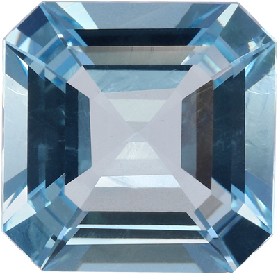 Square cut aquamarine, 9.08 by 8.99 mm, shown at actual size