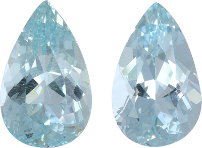 Pear cut aquamarine, 15.72 by 9.71 mm, shown at actual size
