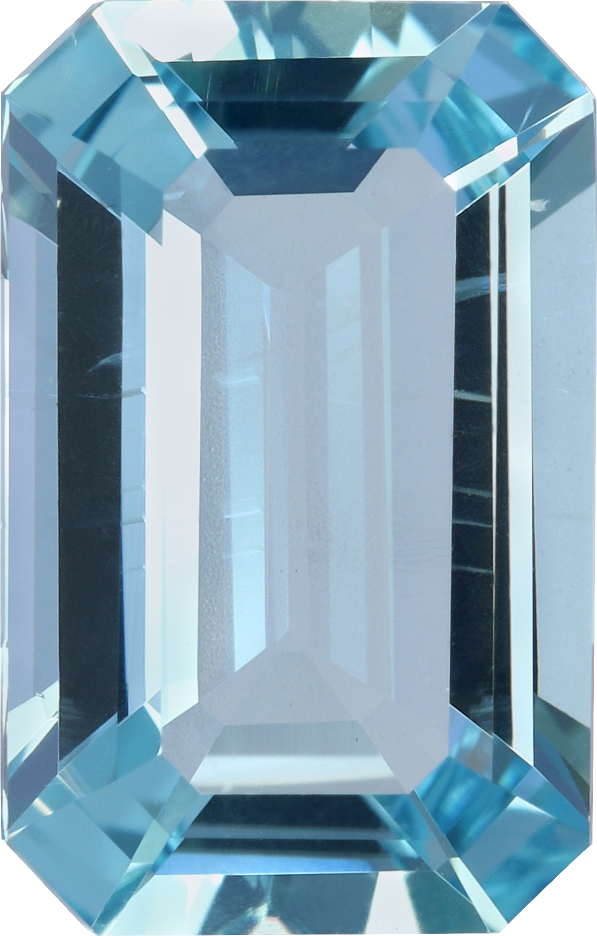 Rectangular cut aquamarine, 12.6 by 8.08 mm, shown at actual size