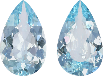 Pear cut aquamarine, 13.93 by 8.51 mm, shown at actual size