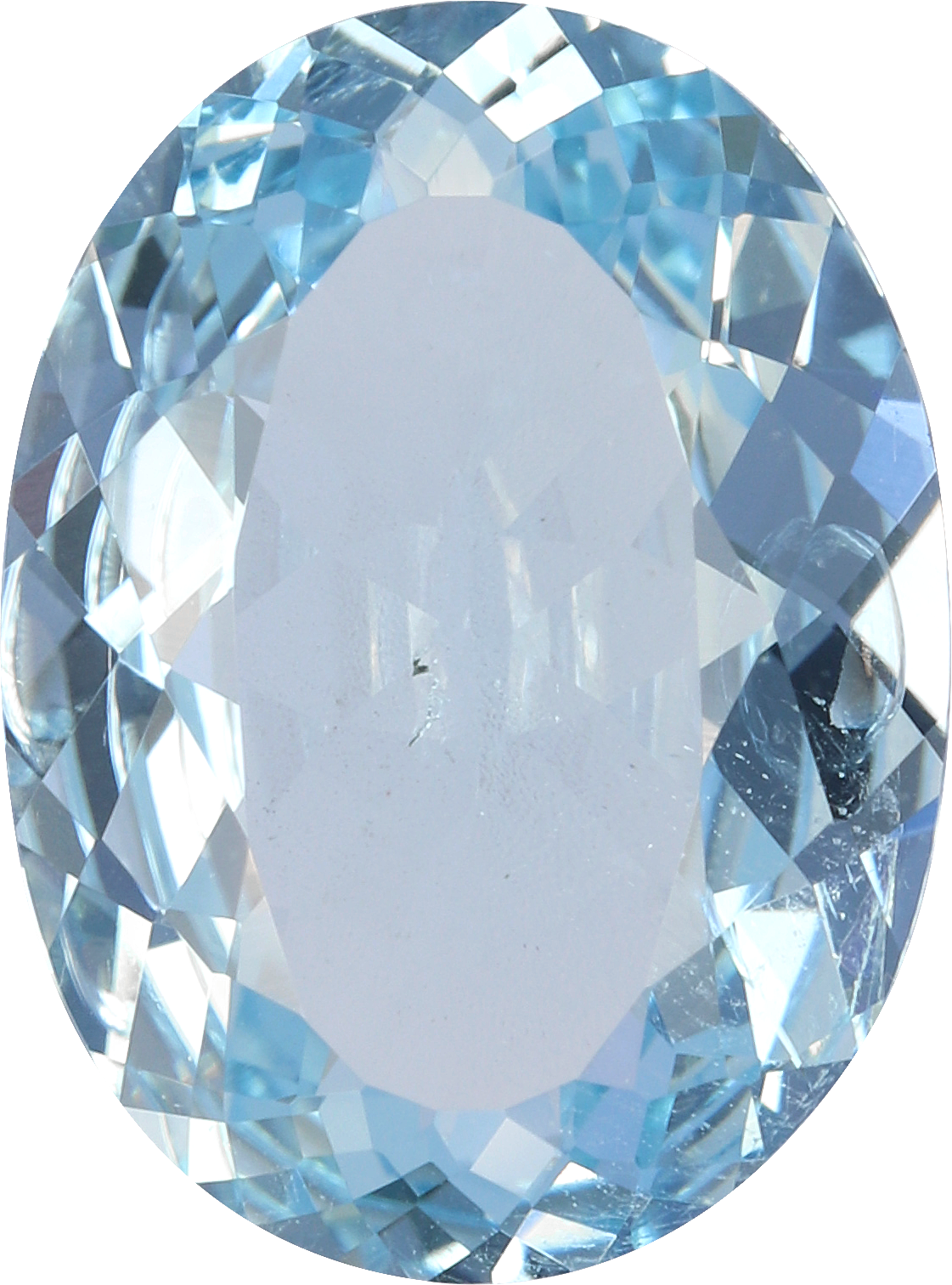 Oval cut aquamarine, 12.14 by 9.12 mm, shown at actual size