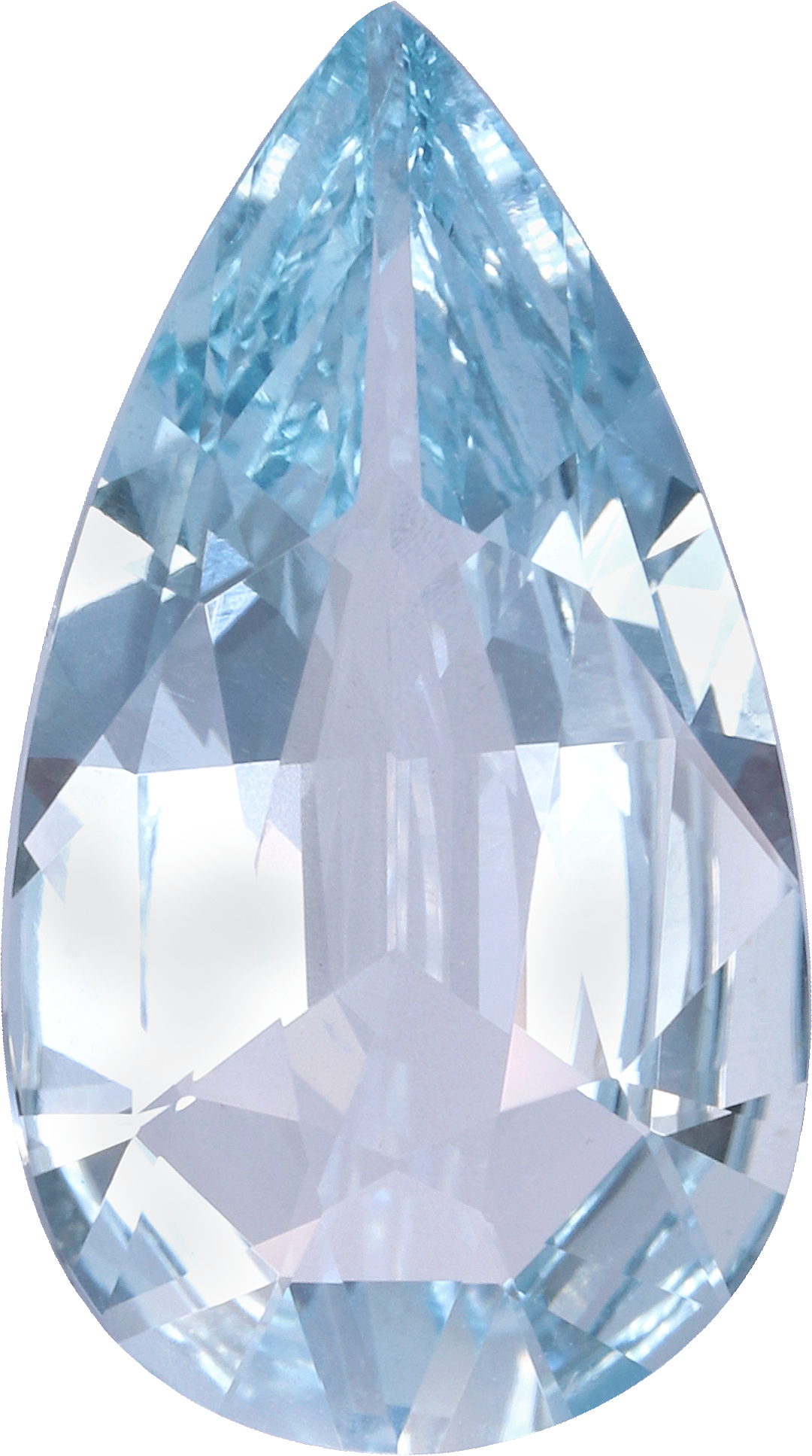 Pear cut aquamarine, 17.86 by 10.06 mm, shown at actual size