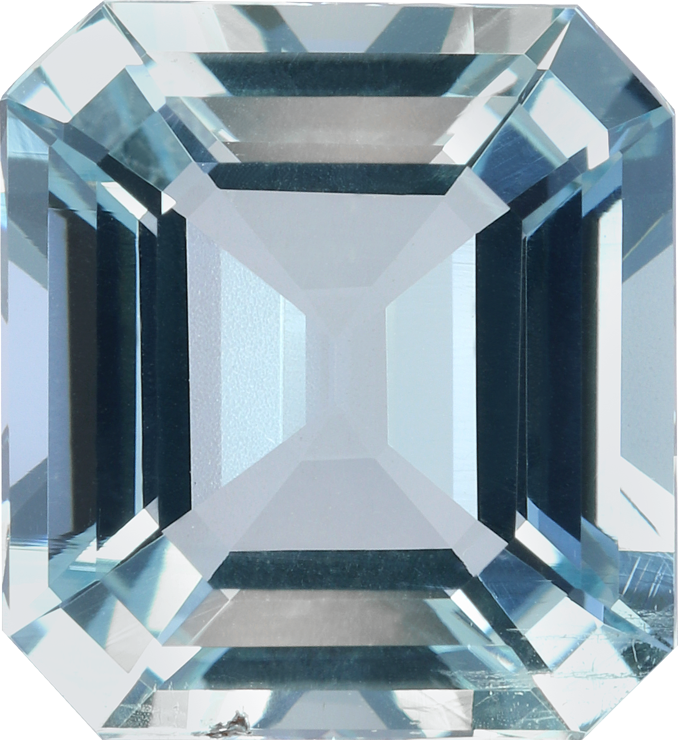 Rectangular cut aquamarine, 11.85 by 10.85 mm, shown at actual size