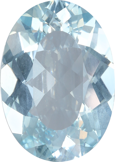 Oval cut aquamarine, 15.74 by 11.16 mm, shown at actual size