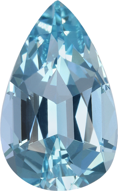 Pear cut aquamarine, 12.64 by 7.85 mm, shown at actual size