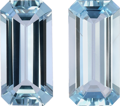 Rectangular cut aquamarine, 12.05 by 5.97 mm, shown at actual size