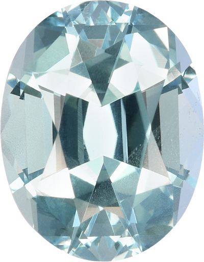 Oval cut aquamarine, 11.07 by 8.69 mm, shown at actual size