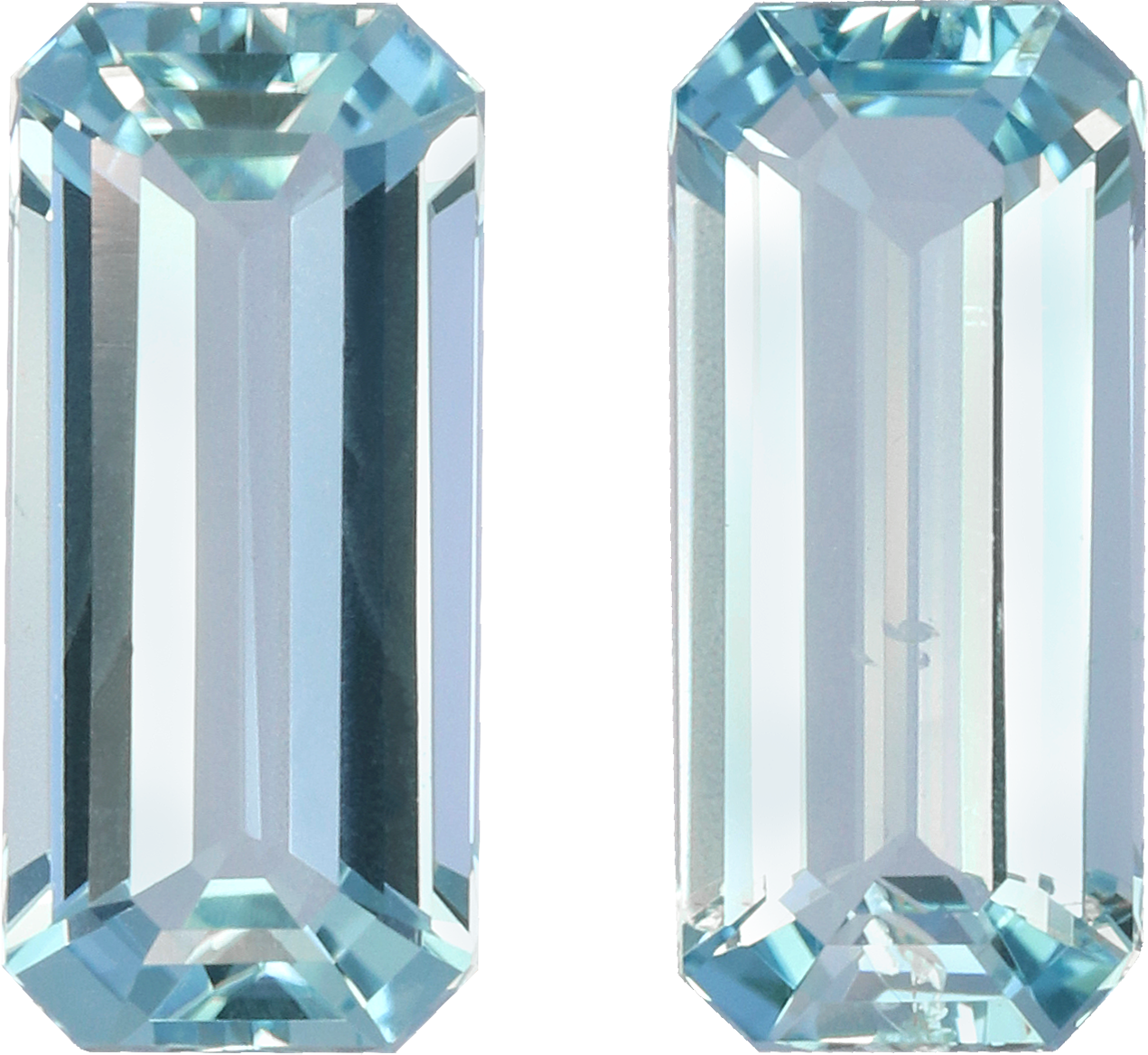 Rectangular cut aquamarine, 10.26 by 4.64 mm, shown at actual size