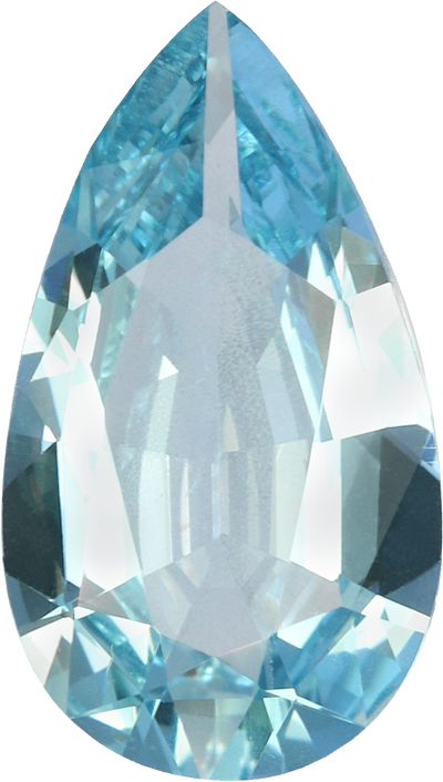 Pear cut aquamarine, 11.76 by 6.72 mm, shown at actual size