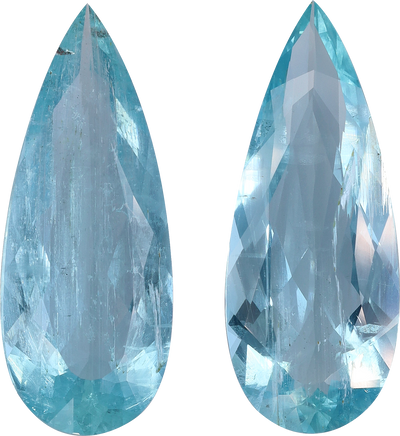 Pear cut aquamarine, 27.95 by 11.12 mm, shown at actual size