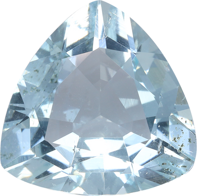 Trilliant cut aquamarine, 13.21 by 13.19 mm, shown at actual size