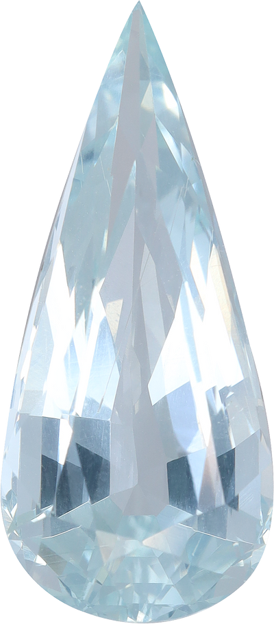 Pear cut aquamarine, 26.7 by 11.7 mm, shown at actual size