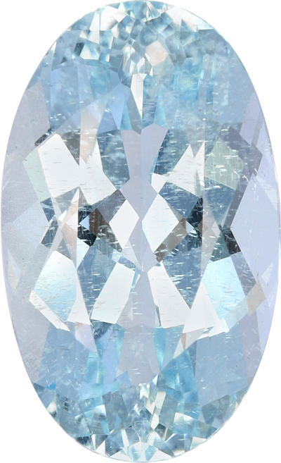 Oval cut aquamarine, 15.86 by 9.75 mm, shown at actual size