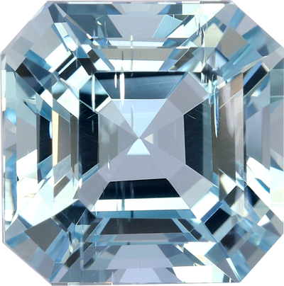 Square cut aquamarine, 9.49 by 9.43 mm, shown at actual size