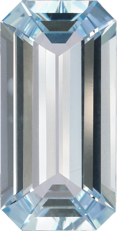 Rectangular cut aquamarine, 14.9 by 7.52 mm, shown at actual size