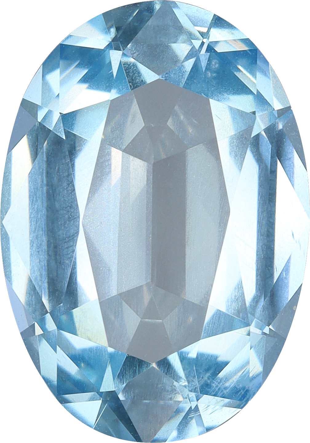 Oval cut aquamarine, 13.63 by 9.54 mm, shown at actual size