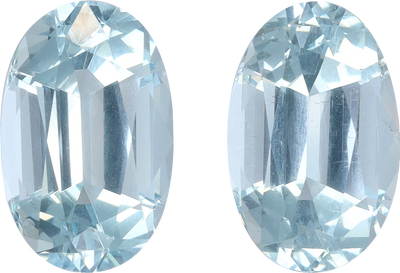 Oval cut aquamarine, 11.01 by 7.02 mm, shown at actual size