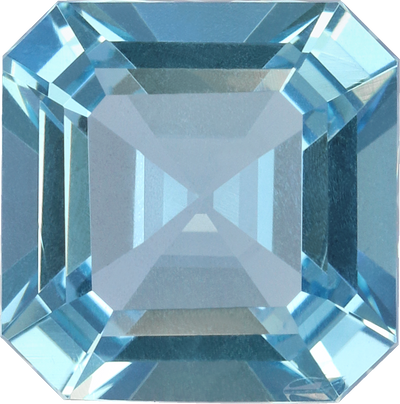 Square cut aquamarine, 8.3 by 8.23 mm, shown at actual size