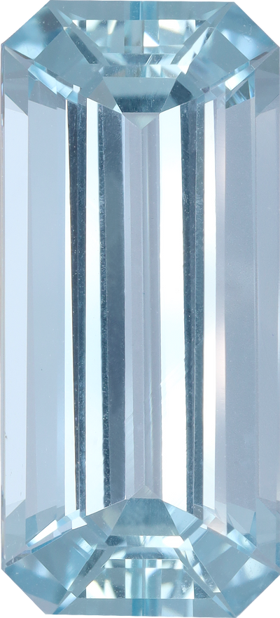 Rectangular cut aquamarine, 24.35 by 11.1 mm, shown at actual size