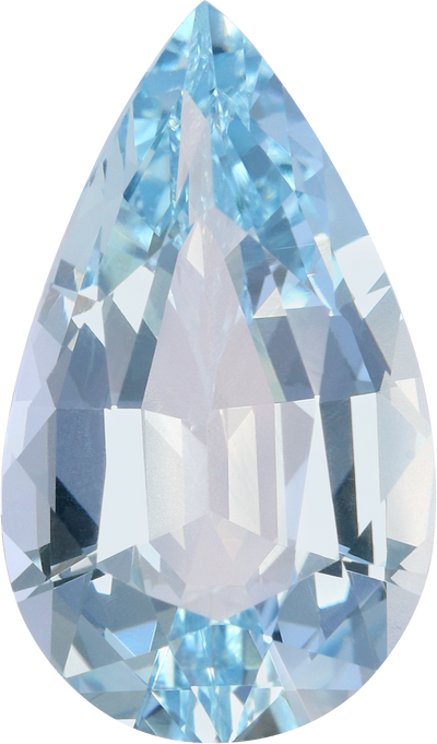 Pear cut aquamarine, 17.44 by 10.24 mm, shown at actual size