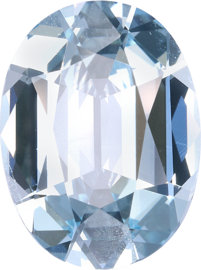 Oval cut aquamarine, 16.09 by 12.04 mm, shown at actual size