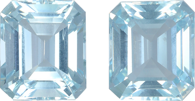Rectangular cut aquamarine, 11.25 by 9.68 mm, shown at actual size
