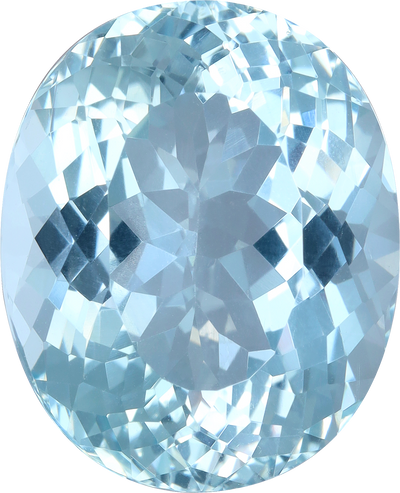 Oval cut aquamarine, 20.42 by 16.54 mm, shown at actual size