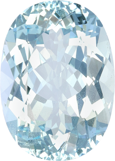 Oval cut aquamarine, 19.37 by 13.83 mm, shown at actual size