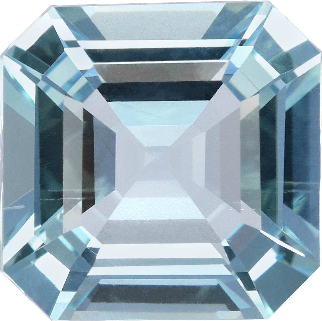 Square cut aquamarine, 11.02 by 10.95 mm, shown at actual size