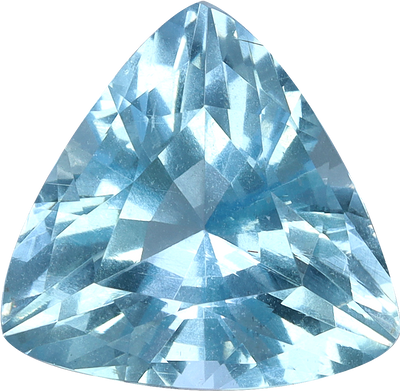 Trilliant cut aquamarine, 10.55 by 10.19 mm, shown at actual size