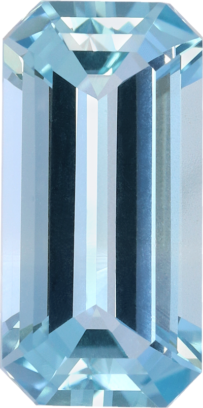 Rectangular cut aquamarine, 13.14 by 6.53 mm, shown at actual size